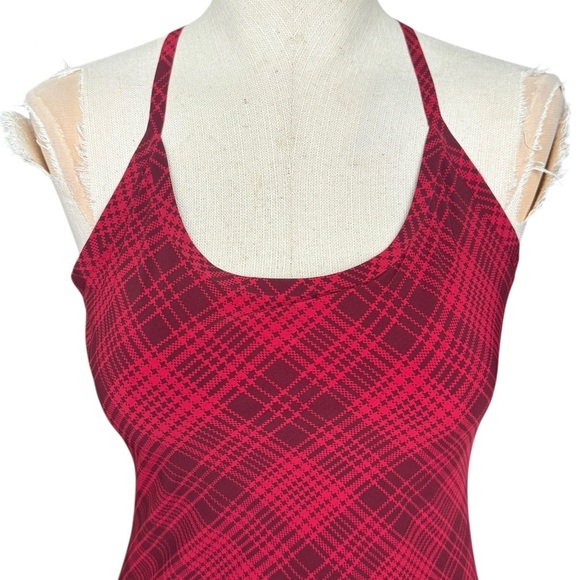 Outdoor Voices The Exercise Dress In Pomegranate Plaid Red XS - Picture 5 of 11